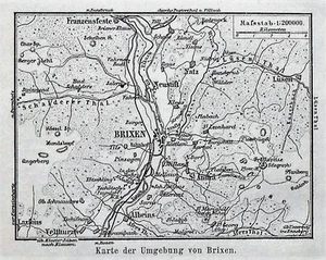 20. Jh. Antike Topographie=Dint.BRIXEN-BRIXEN.TRENTINO 1900.Im Passepartout - Bild 1 von 1