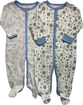 NUEVO SIN ETIQUETAS Pato Pato Ganso Elefante Nubes Sol Estampado de Insectos Dormitorios con Pies 2 piezas, 3-6 meses Foto 1 de 3