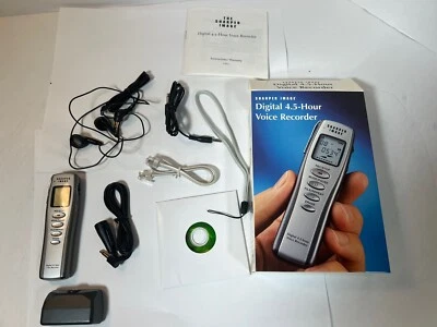 Sharper Image Digital 4.5- Hour Voice Recorder with all accessories and disc - Image 1 of 4