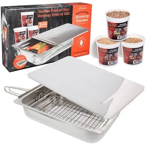 Camerons Original Stovetop Smoker - Smoker Box Gift Set w/Oak, Apple, Hickory... - Picture 1 of 9