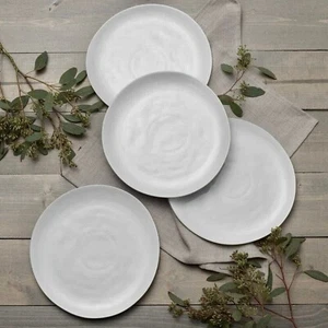 4 FITZ & FLOYD MCM Everyday White OrganicTextured Coupe Salad Dessert Plates 9" - Picture 1 of 4