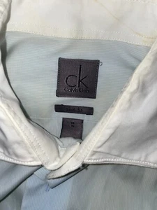camicia uomo CK Calvin Klein 38 Azzurra con colletto bianco - Foto 1 di 2