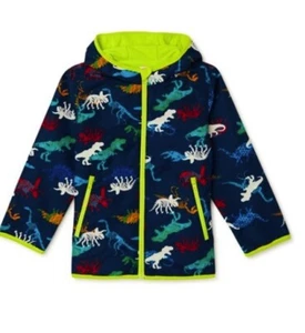 NWt 14 16 COLOR changing dinosaurs rain coat boy girl hood pocket jacket slicker - Picture 1 of 10