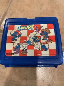 1987 Smurf Cartoon Characters Applause Thermos Lunchbox Retro Version - Picture 1 of 9