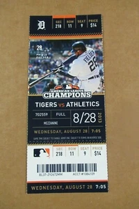 DETROIT TIGERS VS ATHLETICS 8/28/2013 FULL TICKET ~ BRANDON MOSS (2 HRs/6 RBI) - Picture 1 of 1