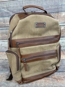 RENWICK CANVAS BACKPACK LEATHER TRIM ,W/LAPTOP POCKET, PADDED, SHOULDER STRAPS - Picture 1 of 19