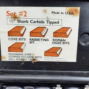 Router Bit Set Of 8 for Woodworking 1/2 Inch Shank, Cove, Rabbeting, Ogee NEW - Picture 1 of 14