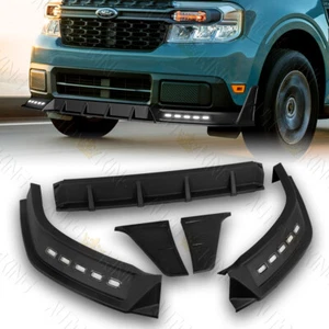 FOR 22-24 FORD MAVERICK BLACK FRONT BUMPER LIP LED SEQUENTIAL RUNNING SPOILER - Foto 1 di 10