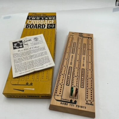 VTG MCM Cribbage Board Pleasantime Continuous Track Wood Mid Century Game Room - Image 1 of 4