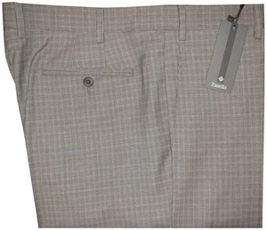 $345 NEW ZANELLA PANTS SZ 33 DEVON ITALY NORDSTROM 130s BROWN HOUNDSTOOTH PLAID - Picture 1 of 5