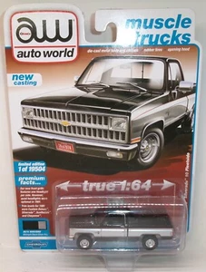 Auto World 2021 1:64 Muscle Trucks negro 1981 Chevy Silverado 10 Fleetside - Imagen 1 de 6