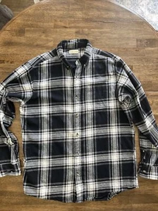 Hobbs Creek Mens Black White Gray Plaid Flannel Large EUC - - Picture 1 of 6