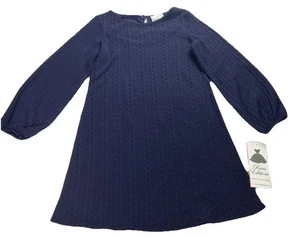 Rare Editions Girls Knit Picture Day Dress Navy Blue Soft Ribbed Size 16 NWOT - Picture 1 of 5