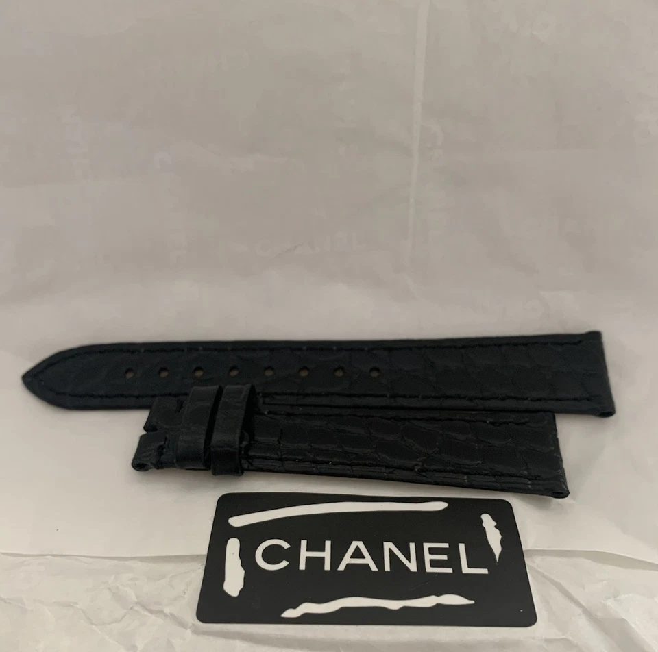Chanel Boyfriend Reloj Negro Correa de Caimán Usado Antiguo Stock Foto 1 de 4