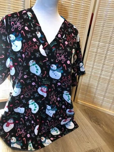 Tafford  Christmas Scrubs Top Cartoon Snowman Large L Snowmans (H647) - Picture 1 of 9