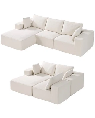 Uimoso Modular Sectional Sofa L Shaped Cloud Couch with Chaise and Cushion Beige - Image 1 of 4