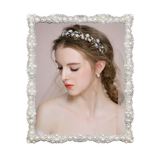 8x10 Picture Frame with Pearl for Wedding, Silver Plated with HD Acylic Finis... - Picture 1 of 7