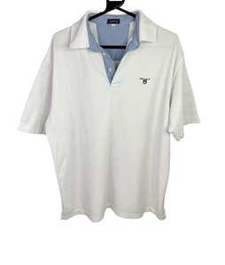Gant Men's White Polo Top Sz XXL Short Sleeved Collared 100% Cotton Smart - Picture 1 of 5