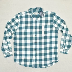 NUOVA camicia uomo St. John's Bay abbottonata misto cotone blu a quadri taglia XL classica - Foto 1 di 8