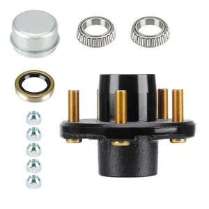 5-Hole 4.5" Bolt Circle Idler Hub Kit for 2K Trailer Axle Replaces L44649 Drum - Bild 1 von 8