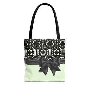 Bolso de Mano con Lazo Negro y Verde (Impreso), Ecológico, Gran Regalo, Bolsa Reutilizable - Imagen 1 de 13