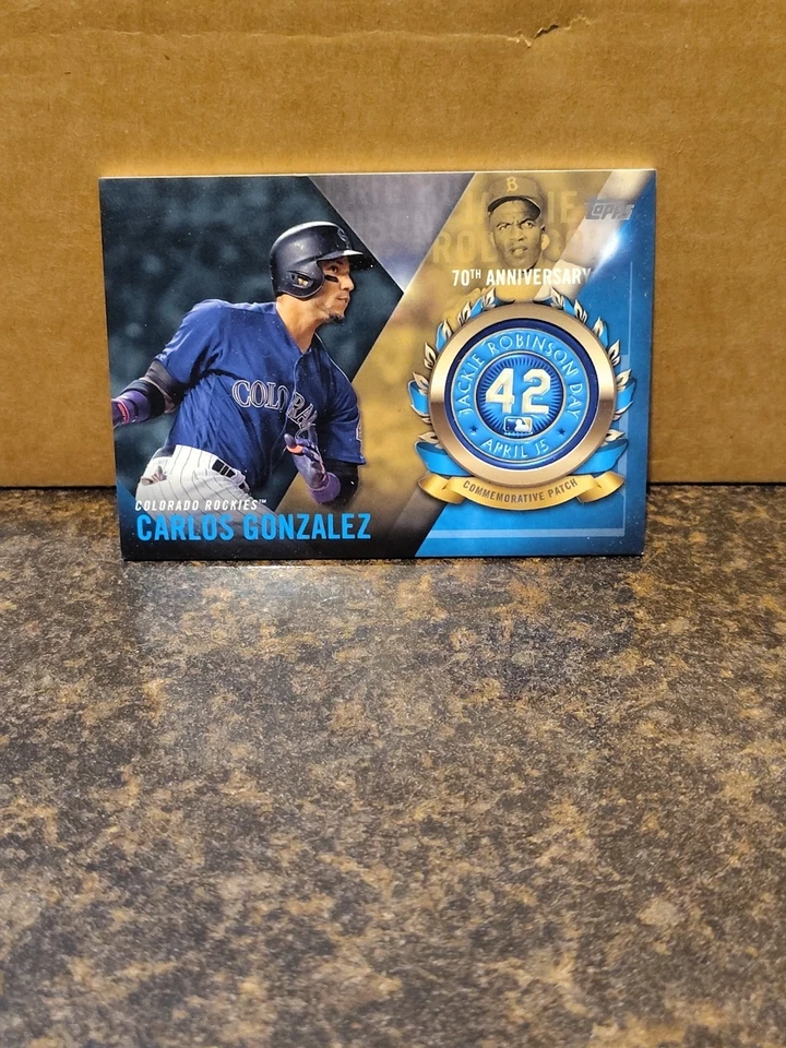 2017 TOPPS SERIES 1 CARLOS GONZALEZ *JACKIE ROBINSON 70TH LOGO PATCH* #JRPCCG - Image 1 of 3