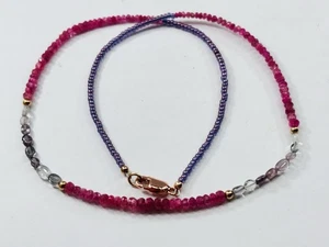 Rubine oder rosa Turmaline und Rauchquarz (?) kette mit silberverschluss neu - Bild 1 von 7