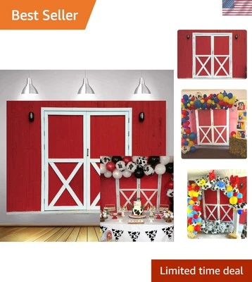 轻便 7x5 英尺红色谷仓门摄影背景 - 适合庆祝活动 — 第 1/4 张图片