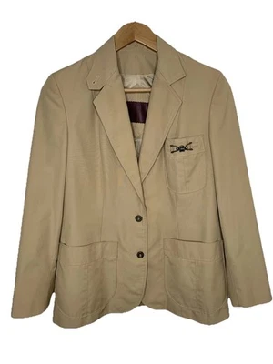 Aigner Sz 12 Vintage Blazer Tan Two Button Closure Aigner Decal Classy Career - Image 1 of 4