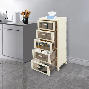 5-Schubladen-Organizer mit Rädern Schubladen-Aufbewahrungsbox 41.7*32*97cm - Bild 1 von 17