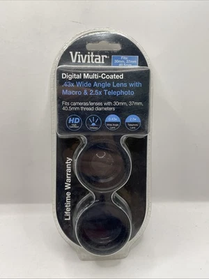 New Sealed Vivitar .43x Wide Angle Lens Macro 2.5x Telephoto - Image 1 of 3