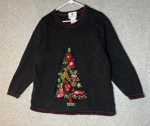 Quacker Factory Christmas Sweater Womens 1X Ramie Blend Holiday Season  - Picture 1 of 9