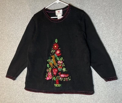 Quacker Factory Christmas Sweater Womens 1X Ramie Blend Holiday Season  - Image 1 of 4