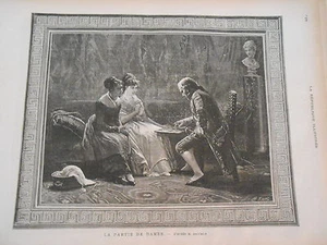 Gravure 1883 - La partie de Dames d'après Baccala - Picture 1 of 1
