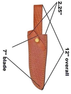 12”Leather Hand Engraved BELT Loop Knife SHEATH Holster 8”FIXED BLADE KNIFE - Picture 1 of 2