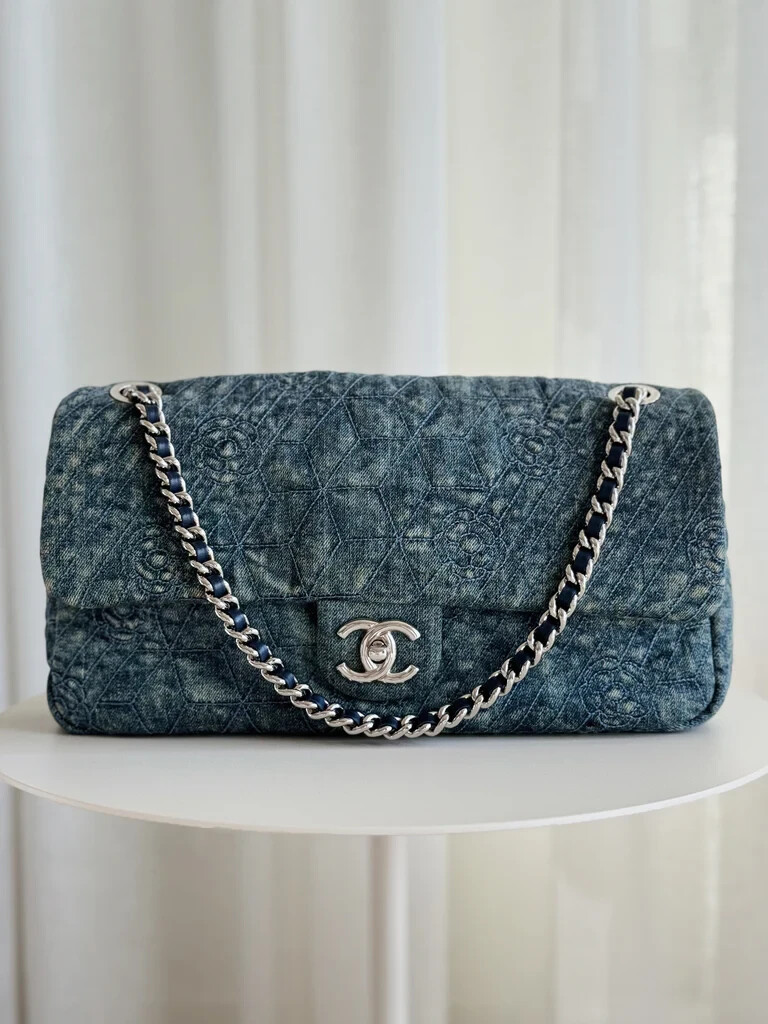 CHANEL Classic Flap Shoulder Bag Blue Bags & Handbags for