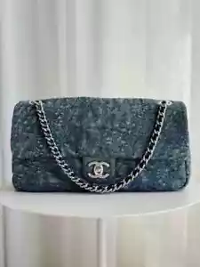 CHANEL 2012 Borsa con paglia in denim - Foto 1 di 7