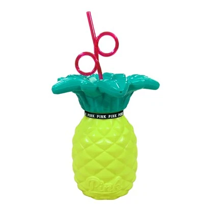 Pink Victoria Secret Colada Pineapple Yellow & Green Tumbler Mug Cup 27 Oz - Image 1 of 4