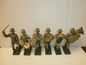 Convolute 6 Old Lineol Ground Soldiers Musician Music Band To 3in