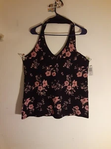 Floral Halter Top Women's Plus Blouse 3X (22-24) Sleeveless Open Back Torrid - Picture 1 of 10