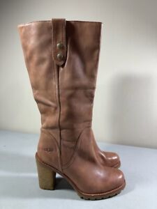 UGG WOMEN'S BROWN LEATHER PULL ON 1001643 JOSIE II BOOTS SIZE 6.5