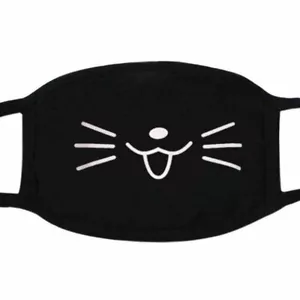 Cute Kawaii Shy Kitty Cat Round Nose Straight Whisker Whistle Face Mask Cover - Picture 1 of 2