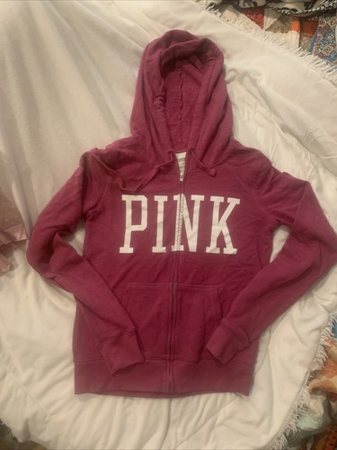 UNDERCOVER Y2K Vintage Victoria Secret Felpa con Cappuccio Giacca Zip Taglia XS Tasche Colore Fucsia