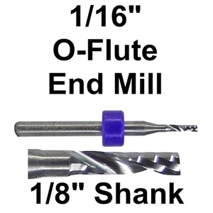 1/16" End Mill for Aluminum Acrylic Plastic UP-CUT Single O-flute USA Made LUM-A - Picture 1 of 4