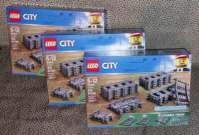 LEGO 60205 City Train Track 60 Total Pieces/Flexible 3 Sets BRAND NEW In Box Lot - Image 1 of 2