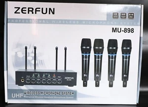 ZERFUN Professionelles kabelloses Mikrofonsystem mit 4 Mikrofonen (MU-898) - Bild 1 von 6