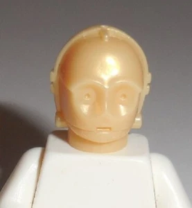 Genuine Lego Minifigure Head Only "C-3PO" Pearl Light Gold NEW Star Wars Droid - Picture 1 of 2