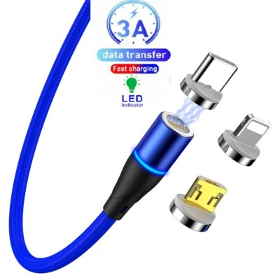 3 in 1 Magnetic Fast Charging for iPhone 11pro xs 8 plus 7 Type-C Micro USB IOS - Image 1 of 4