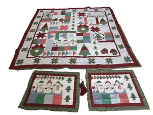 Whole Home Full Queen Handcrafted Patchwork Quilt Set "Holiday Morning" New - Picture 1 of 13