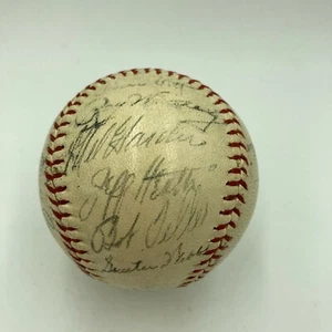 Rare 1936 Cleveland Indians Team Signed Baseball Bob Feller Rookie JSA COA - Picture 1 of 9